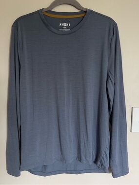 Rhone Men’s Atmosphere Tee Shirt Long Sleeve Classic Fit Blue Size M